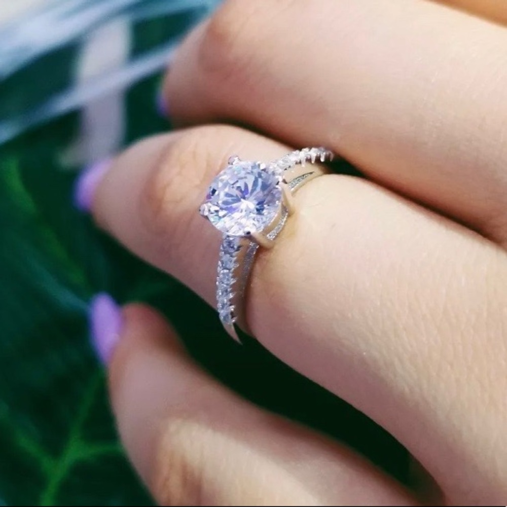NEW 925 STERLING SILVER DIAMOND ENGAGEMENT RING - Picture 4 of 6